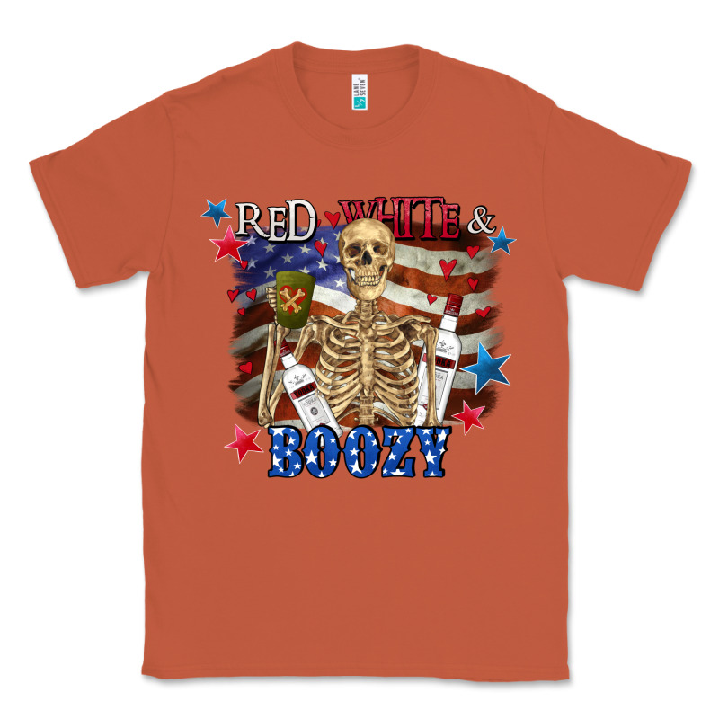 Red White Boozy 4th Of July Classic Tee by CowGirlArtShop | Teevron