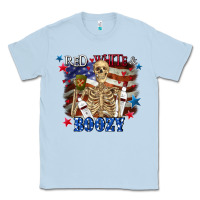 Dusty Blue Red white boozy 4th of july Classic Tee - CowGirlArtShop