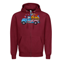 Burgundy american truck and flag with stars Zipper Hoodie - HRA Design Shop
