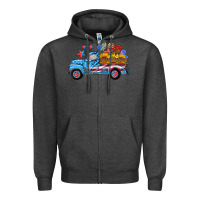 Charcoal Heather american truck and flag with stars Zipper Hoodie - HRA Design Shop