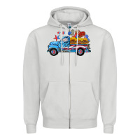 Dove Grey american truck and flag with stars Zipper Hoodie - HRA Design Shop