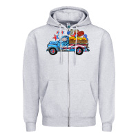 American Truck And Flag With Stars Zipper Hoodie | Teevron