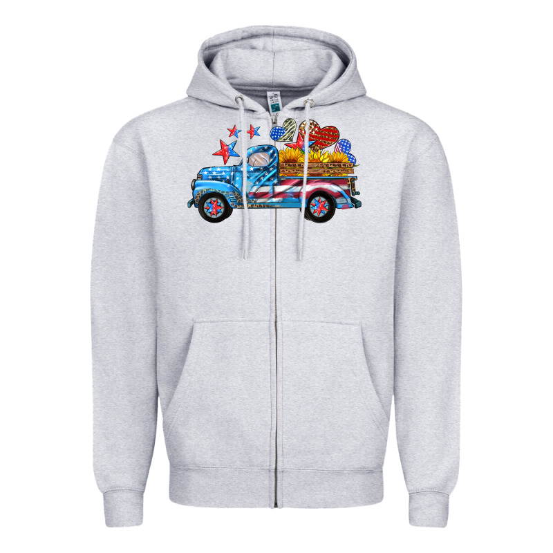 American Truck And Flag With Stars Zipper Hoodie by HRA Design Shop | Teevron