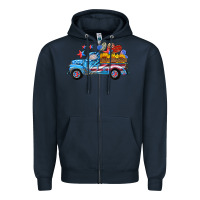 Navy american truck and flag with stars Zipper Hoodie - HRA Design Shop