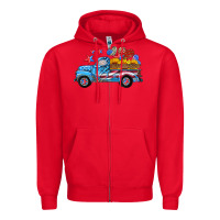 Red american truck and flag with stars Zipper Hoodie - HRA Design Shop