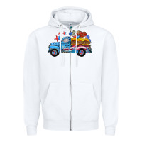 White american truck and flag with stars Zipper Hoodie - HRA Design Shop