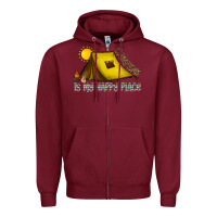 Burgundy camping is my happy place Zipper Hoodie - CowhideDigitalArt