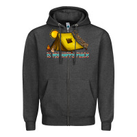 Charcoal Heather camping is my happy place Zipper Hoodie - CowhideDigitalArt