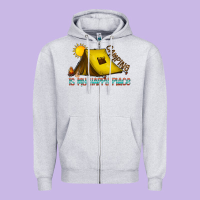 Camping Is My Happy Place Zipper Hoodie Designed By Cowhidedigitalart