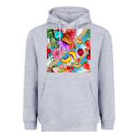 Heather Grey flowers ice cream fruit Heavyweight Hoodie - BundleAndBundleShop