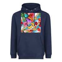 Navy flowers ice cream fruit Heavyweight Hoodie - BundleAndBundleShop