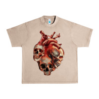 French Oak Heart Skulls Urban Heavy Tee - RanaPortraitStore