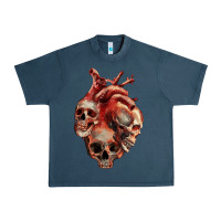 Midnight Navy Heart Skulls Urban Heavy Tee - RanaPortraitStore