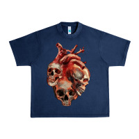 Navy Heart Skulls Urban Heavy Tee - RanaPortraitStore