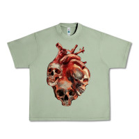 Oil Green Heart Skulls Urban Heavy Tee - RanaPortraitStore