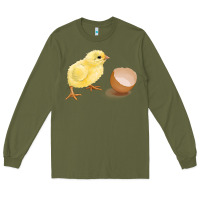 Army Green chick with egg Long Sleeve Tee - RanaPortraitStore