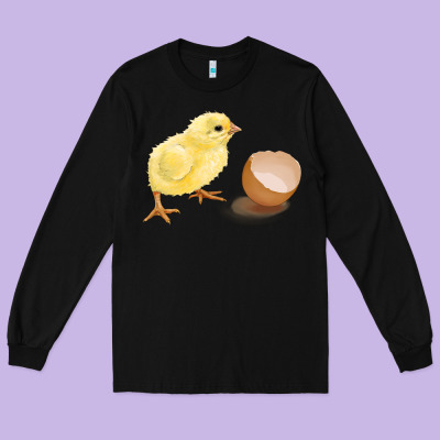 Chick With Egg Long Sleeve Tee Designed By Ranaportraitstore
