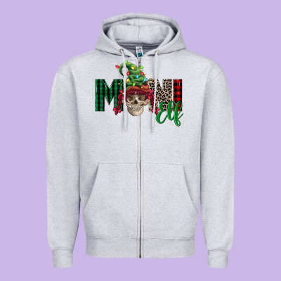 Girl Mini Elf Skull Zipper Hoodie Designed By Fadigitalartstudio