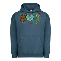 Pigment Midnight Navy Peace Love Cross Urban Hoodie - BundleAndBundleShop