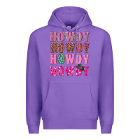 Purple pink howdy howdy howdy Premium Hoodie - NancyCooperArtShop