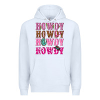 White pink howdy howdy howdy Premium Hoodie - NancyCooperArtShop