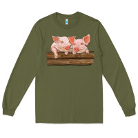 Army Green barn pigs Long Sleeve Tee - RanaPortraitStore