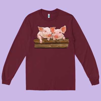 Barn Pigs Long Sleeve Tee Designed By Ranaportraitstore