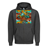Charcoal Heather western farm life truck sunflowers  mousepad Zipper Hoodie - HRA Design Shop