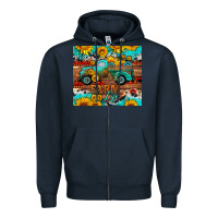 Navy western farm life truck sunflowers  mousepad Zipper Hoodie - HRA Design Shop