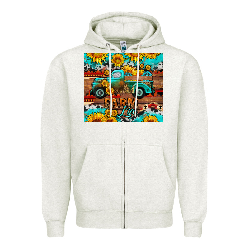 Western Farm Life Truck Sunflowers  Mousepad Zipper Hoodie by HRA Design Shop | Teevron