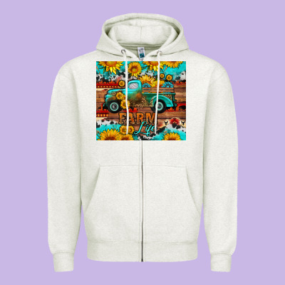Western Farm Life Truck Sunflowers  Mousepad Zipper Hoodie Designed By Hra Design Shop