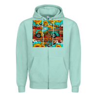 Seafoam western farm life truck sunflowers  mousepad Zipper Hoodie - HRA Design Shop