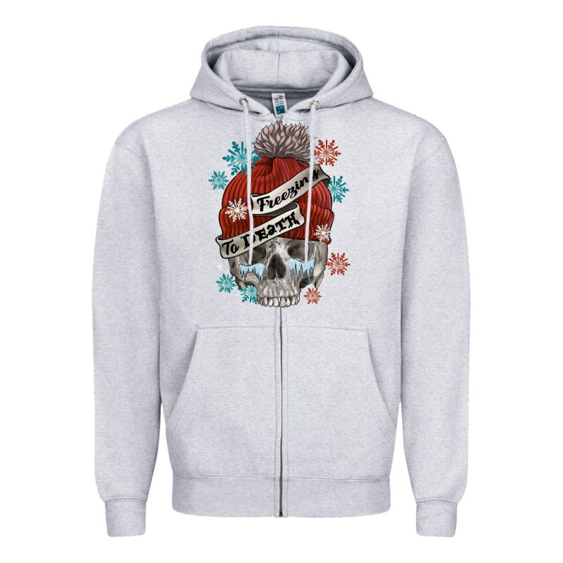 Freezing To Death Skull Zipper Hoodie by FaDigitalArtStudio | Teevron