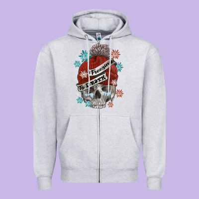 Freezing To Death Skull Zipper Hoodie Designed By Fadigitalartstudio
