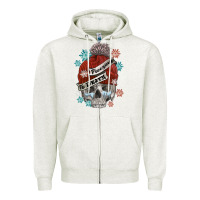 Oatmeal Heather freezing to death skull Zipper Hoodie - FaDigitalArtStudio