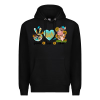 Black peace love cute cow Premium Hoodie - NancyCooperArtShop