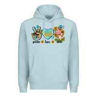 Blue Mist peace love cute cow Premium Hoodie - NancyCooperArtShop