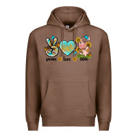 Chestnut peace love cute cow Premium Hoodie - NancyCooperArtShop