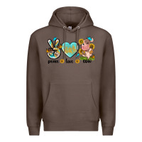 Coffee peace love cute cow Premium Hoodie - NancyCooperArtShop