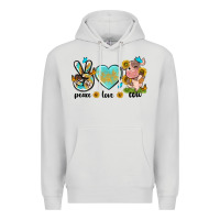 Dove Grey peace love cute cow Premium Hoodie - NancyCooperArtShop