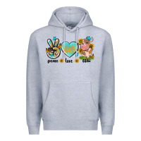 Heather Grey peace love cute cow Premium Hoodie - NancyCooperArtShop