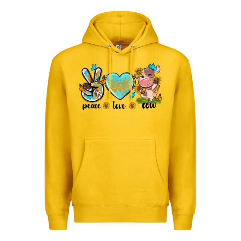 Peace Love Cute Cow Premium Hoodie by NancyCooperArtShop | Teevron