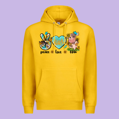 Peace Love Cute Cow Premium Hoodie Designed By Nancycooperartshop