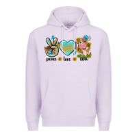 Lilac peace love cute cow Premium Hoodie - NancyCooperArtShop