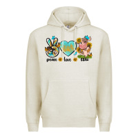 Oatmeal Heather peace love cute cow Premium Hoodie - NancyCooperArtShop