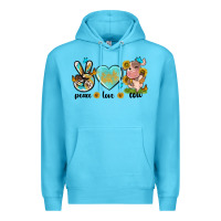Ocean Blue peace love cute cow Premium Hoodie - NancyCooperArtShop