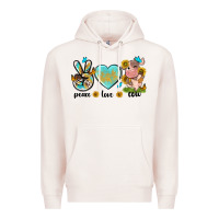 Pale Pink peace love cute cow Premium Hoodie - NancyCooperArtShop