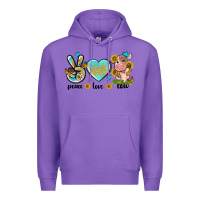 Purple peace love cute cow Premium Hoodie - NancyCooperArtShop