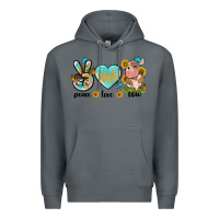 Rock peace love cute cow Premium Hoodie - NancyCooperArtShop