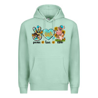 Seafoam peace love cute cow Premium Hoodie - NancyCooperArtShop